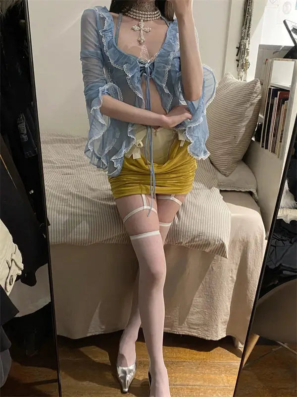 Ruffle Top Design Sun Protection Shirt Summer New Niche French Style Pure Desire Women Long Sleeves