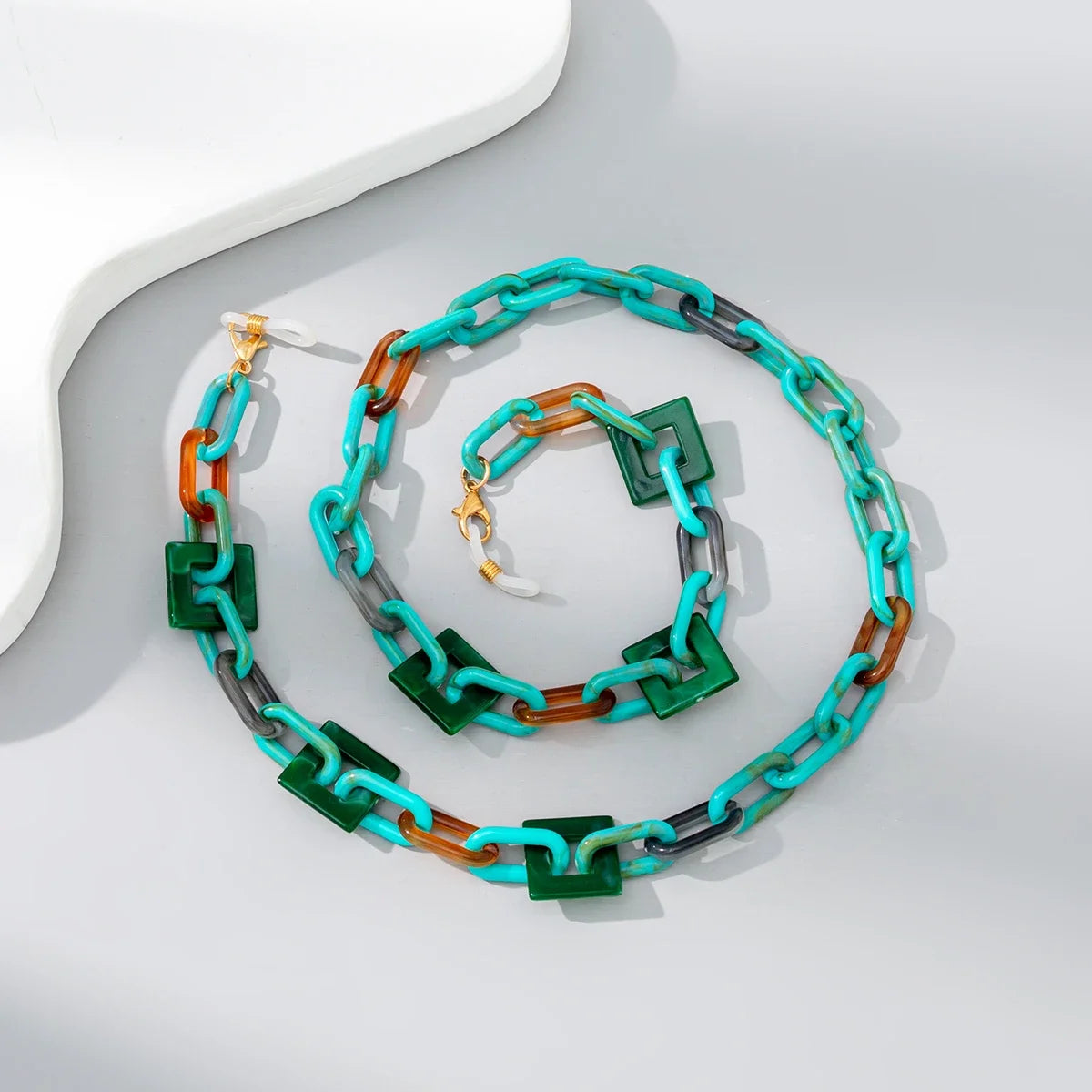 Hot Sale Colorful Mixed Acrylic Hanging Neck Rope Eyewear Glasses Chain Fashion Geometric Buckle Anti-lost Sunglasses Chains