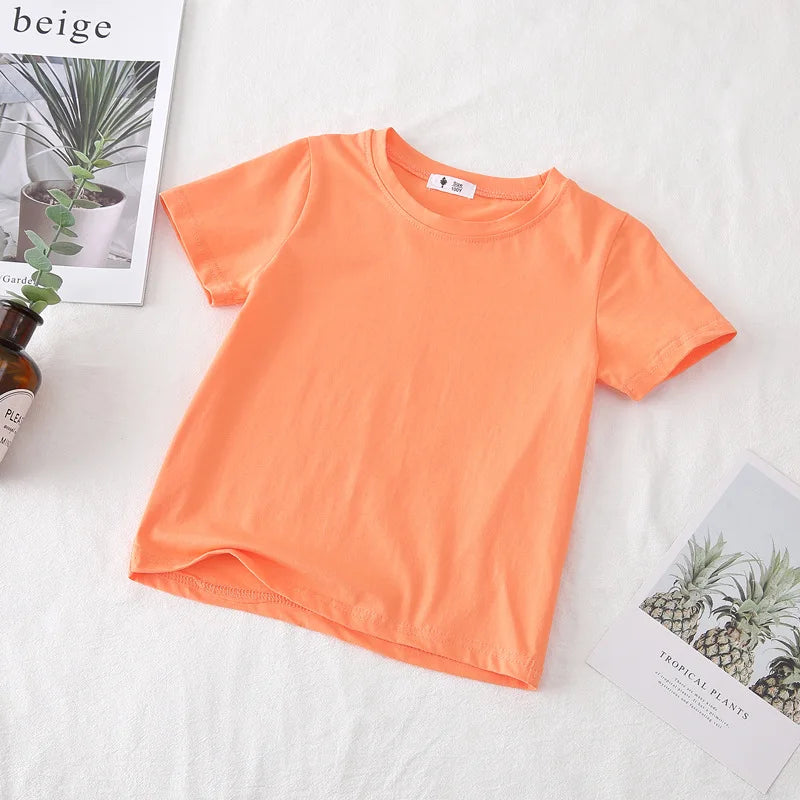 2-7T Toddler Kid Baby Boys Girls Clothes Summer Top Short Sleeve Cotton T Shirt Loose Infant Basic Tee Childrens Tshirt Outfits