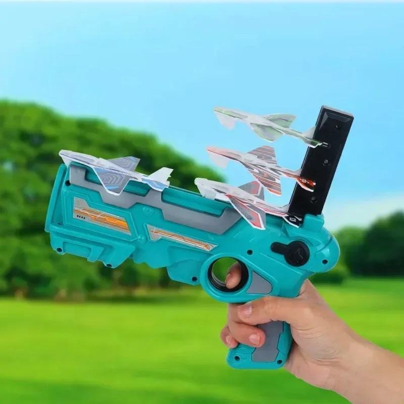 Air Combat Repeater Foam Aircraft Battle Flying Launcher Toy Airplane Glider Flight Plastic Gun Outdoor Games Children Toys