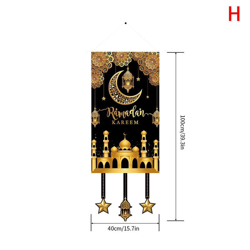 Home Ramadan Mubarak hangs flag, Islamic Muslim Party decorates home decor banner