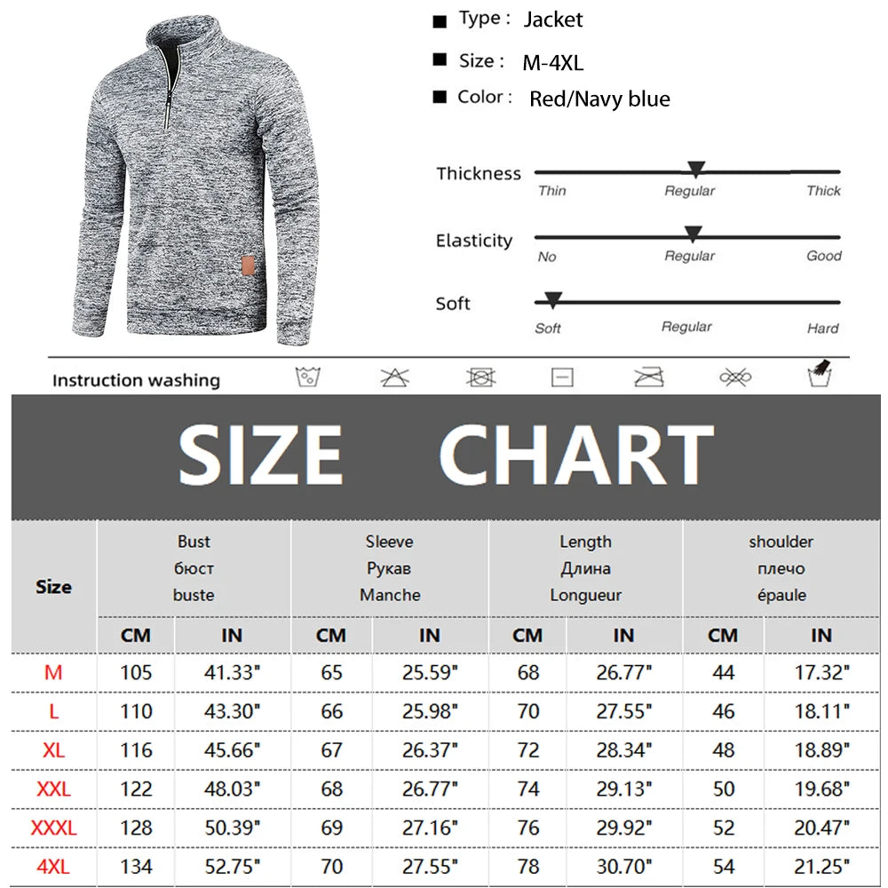Herren Sweatshirts Frühling Dicker Pullover Halber Reißverschluss Pullover für Männer Hoody Outdoor Sweatshir Herbst Einfarbig Rollkragenpullover