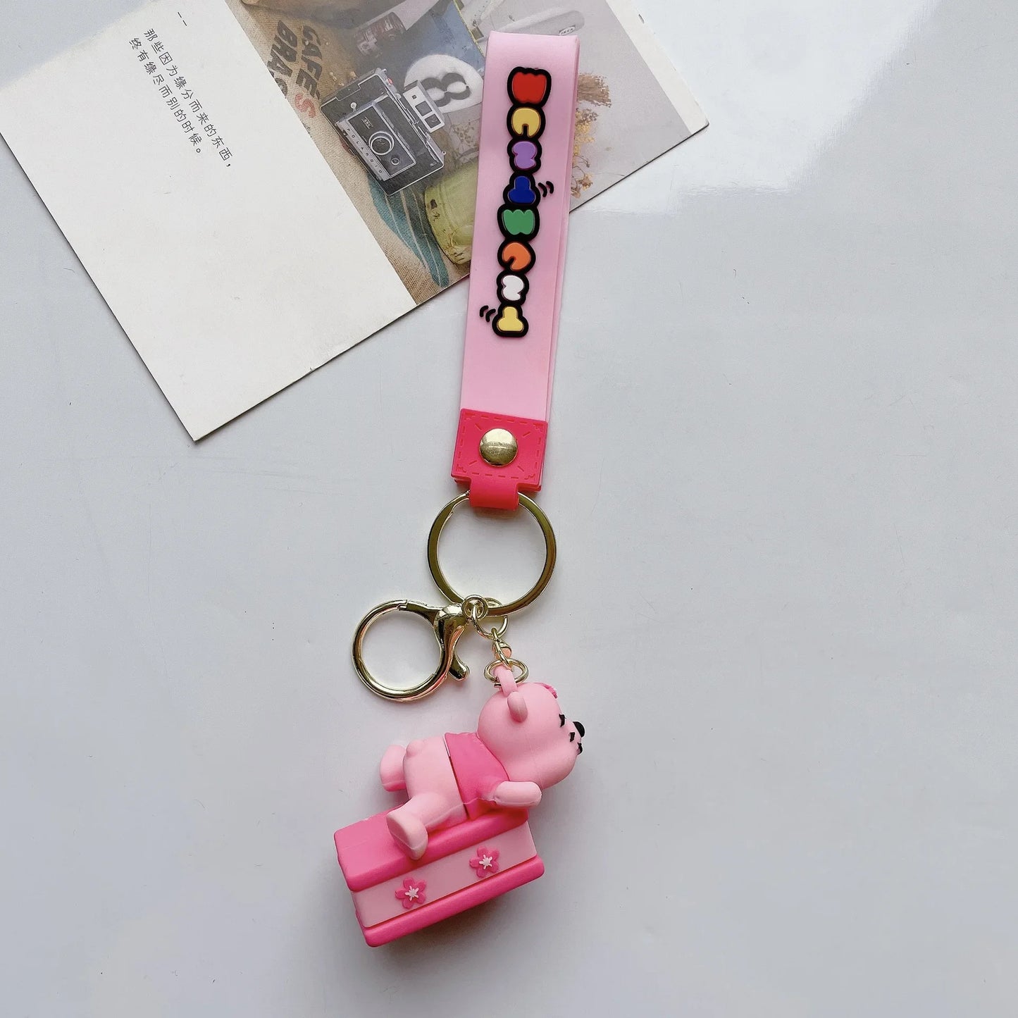 Disney Cartoon Pooh Bear Silicone Keychain for Women Men Kids Lovely Pink Piglet Eeyore Keyring Accessories Gifts