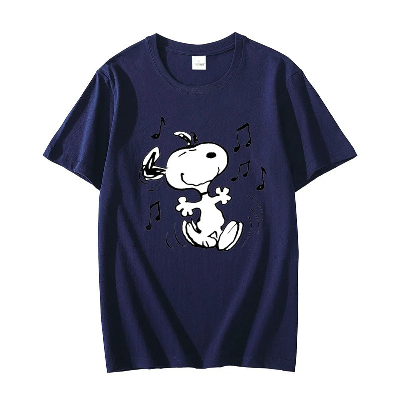 Snoopy!!! the Musical Men T-shirt Summer Short Sleeve Women Tee Shirts 100% Cotton 2025 New Fashion Couple Clothes Tops