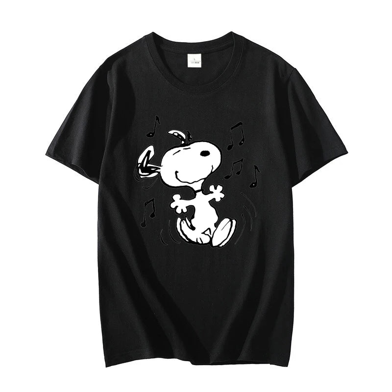 Snoopy!!! the Musical Men T-shirt Summer Short Sleeve Women Tee Shirts 100% Cotton 2025 New Fashion Couple Clothes Tops