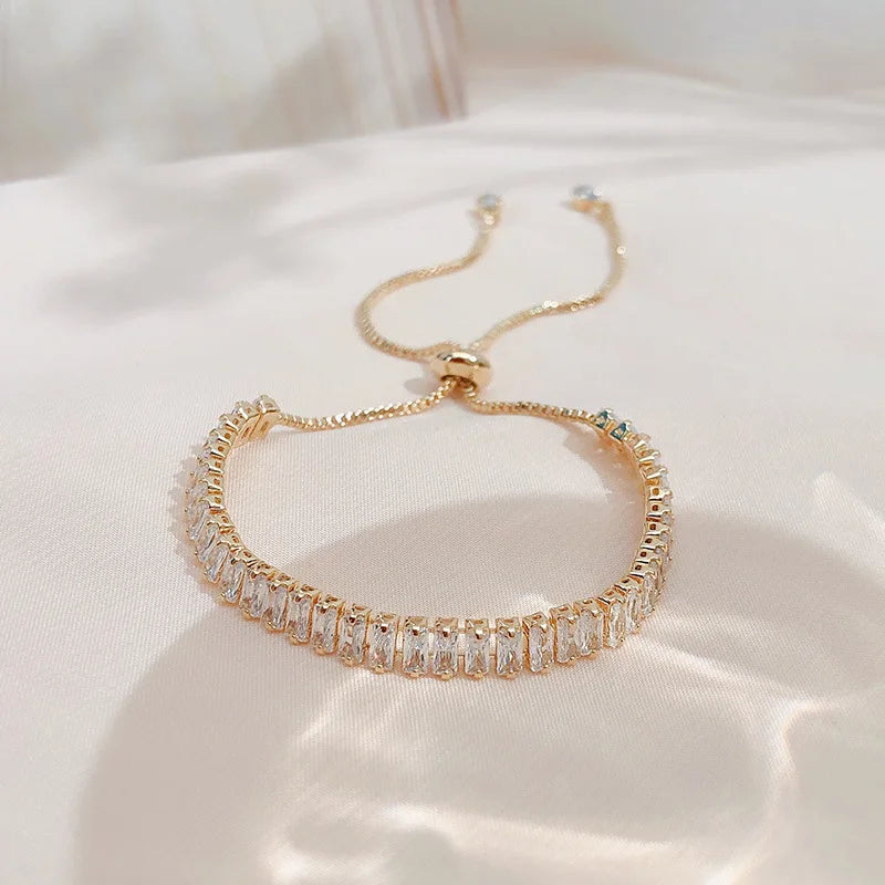 Colorful Zircon Butterfly Drawstring Bracelets For Women Lovely Bowknot Silver Color Adjustable Bracelets Jewelry Birthday Gifts