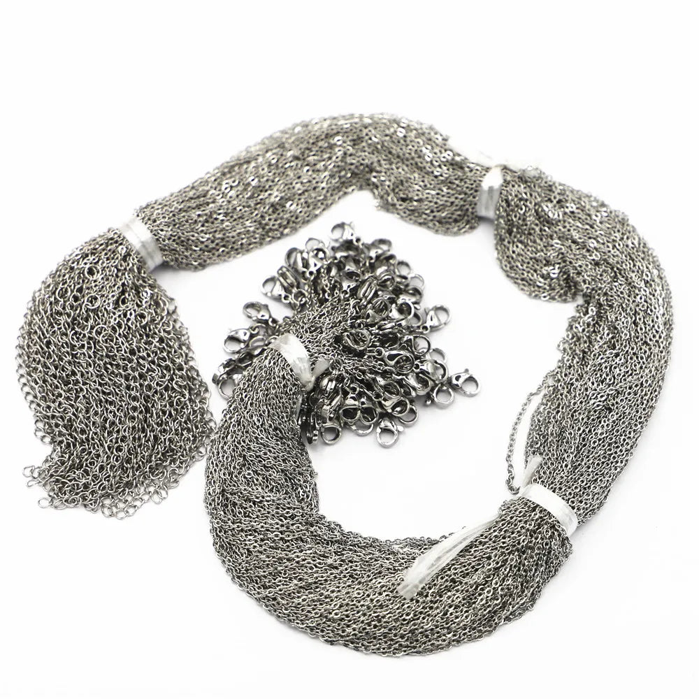 2MM Stainless Steel Necklace Rope 45cm Pendant Metal Chain Lobster Clasp DIY Jewelry Accessories Wholesale 100pcs Free Shipping