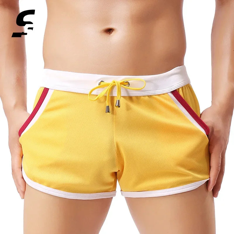 Summer Swimsuit Men Comfortable Gym Athletic Shorts Men's Swimwear Swimming Stitching Color Beach Swimming Quick Dry Shorts
