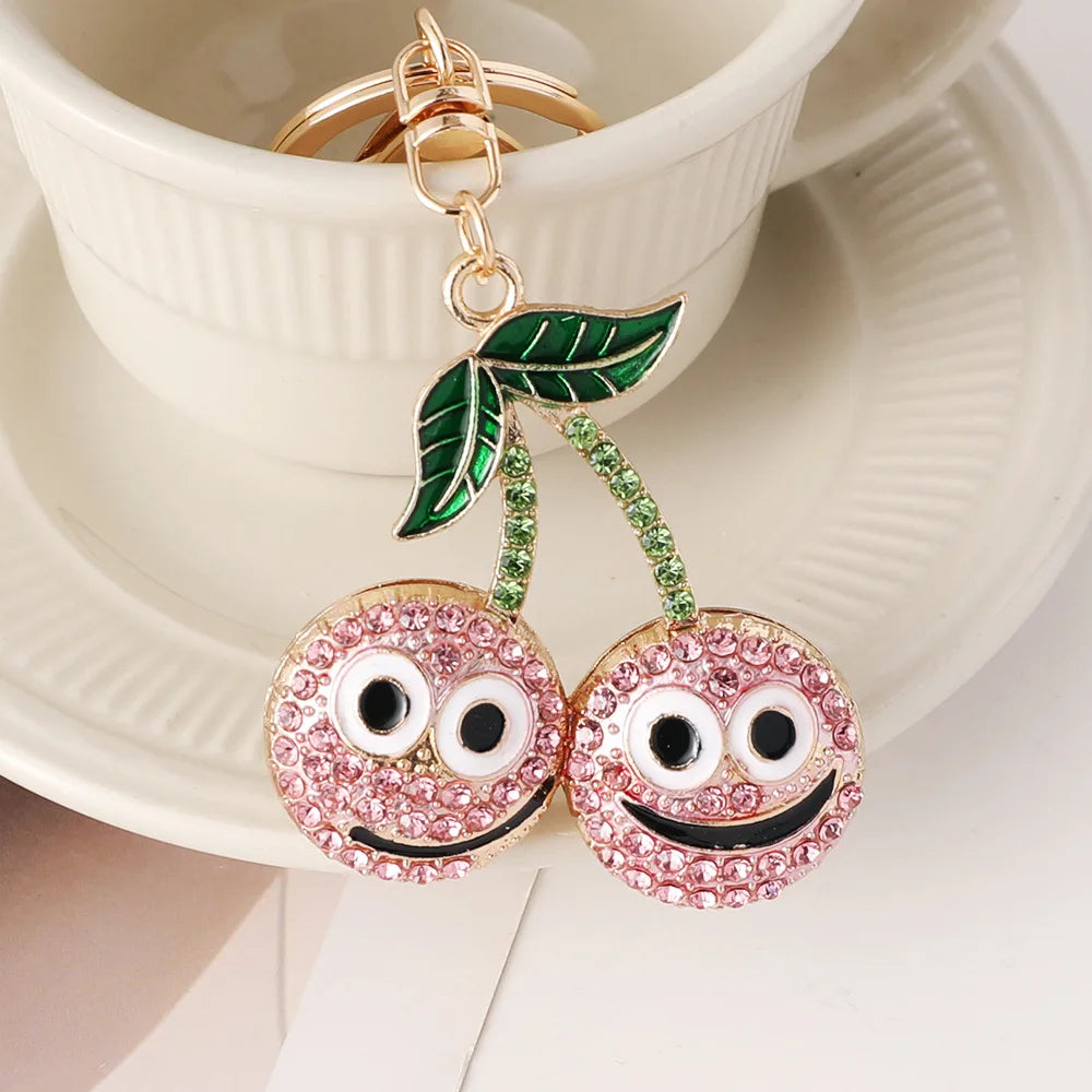 Cute Cherry Pendants Women's Bag Charms Gold Plated Keychains Bag Accessories