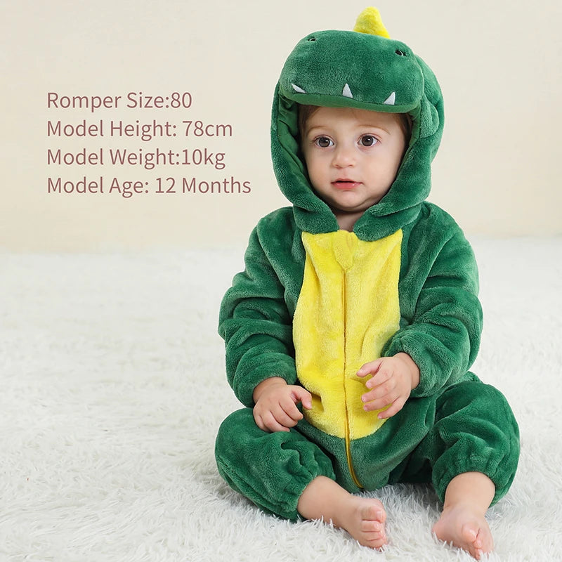 MICHLEY Halloween Baby Strampler Winterkleidung Flanell Kapuzen Bodys Pyjamas Tiere Overall Jumpsuit für Mädchen Jungen Kinder
