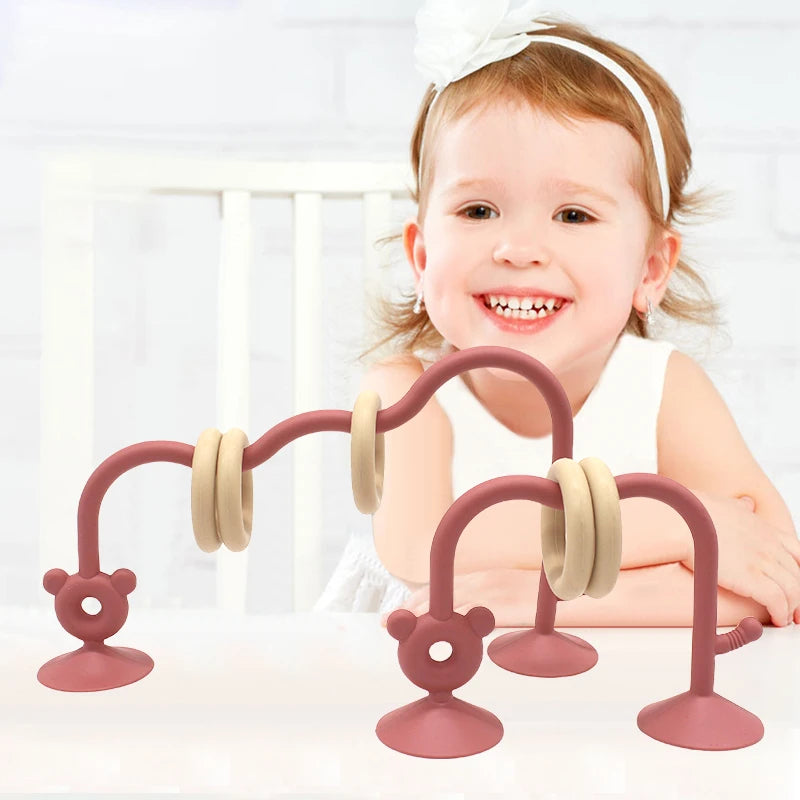 1 stücke Silikon kinder silikon tisch spielzeug, perlen gewickelt baby frühe bildung puzzle spiel spielzeug