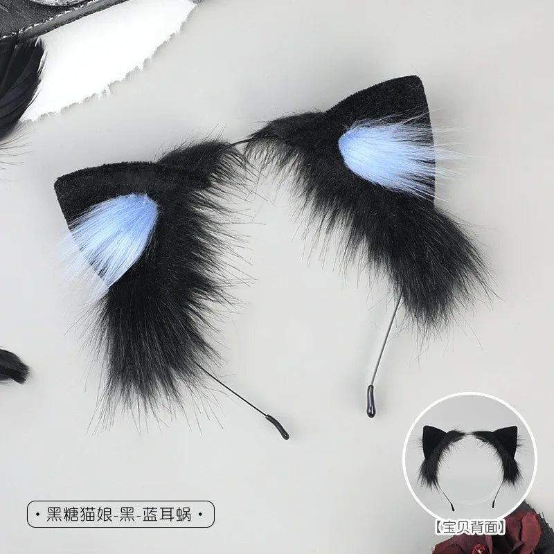 Y2k Headband for Cosplay Women Girl Plush Furry Cat Ears Headwear Accessory for Cam Girl Party Performance Hair Hoops
