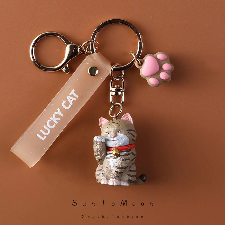 Cute Cat Keychain Creative Cat Claw Keyring Girls Ins Korean Exquisite Key Ring Pendant Bag Accessories Mobile Phone Charm Gift
