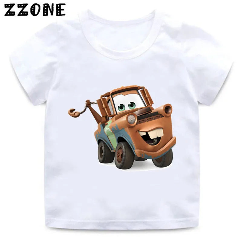 Hot Sale Car Pixar Lightning McQueen Print Cartoon Kids T-Shirts Girls Clothes Baby Boys T shirt Summer Children Tops,ooo5534