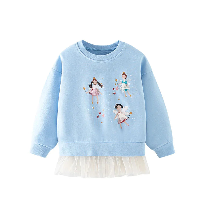 Springen Meter Neue Ankunft 2-7T Mädchen Baby Kleidung Maus Applique Mädchen Sweatshirts Kleinkind Kostüm Mesh Mit Kapuze Shirts