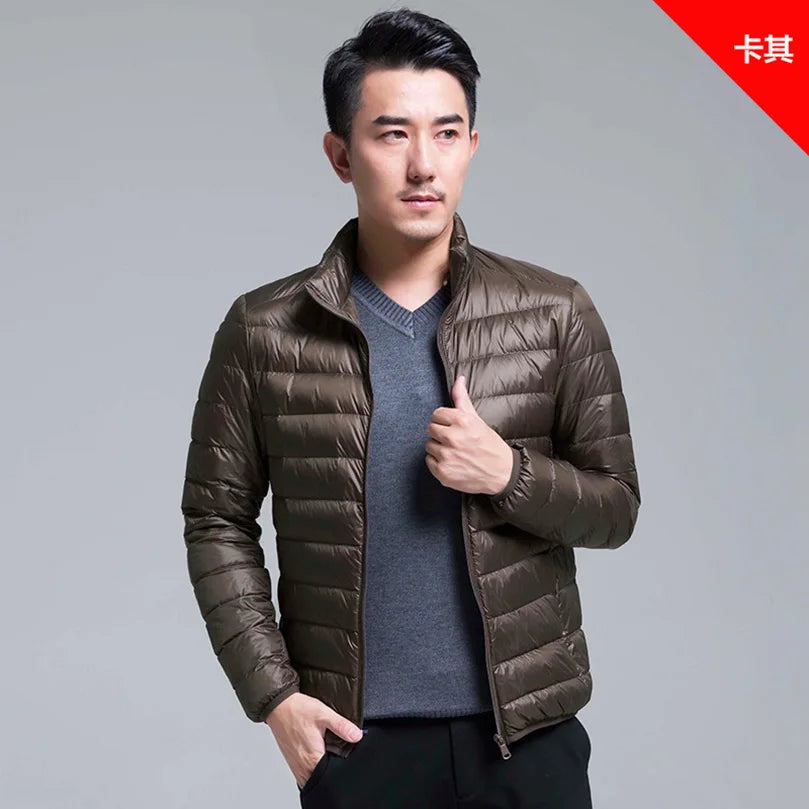Men's Spring Ultra Lightweight Packable Down Jacket Hooded Breathable Coat Plus Size Men Hoodies Coat Feather Clothing 2024