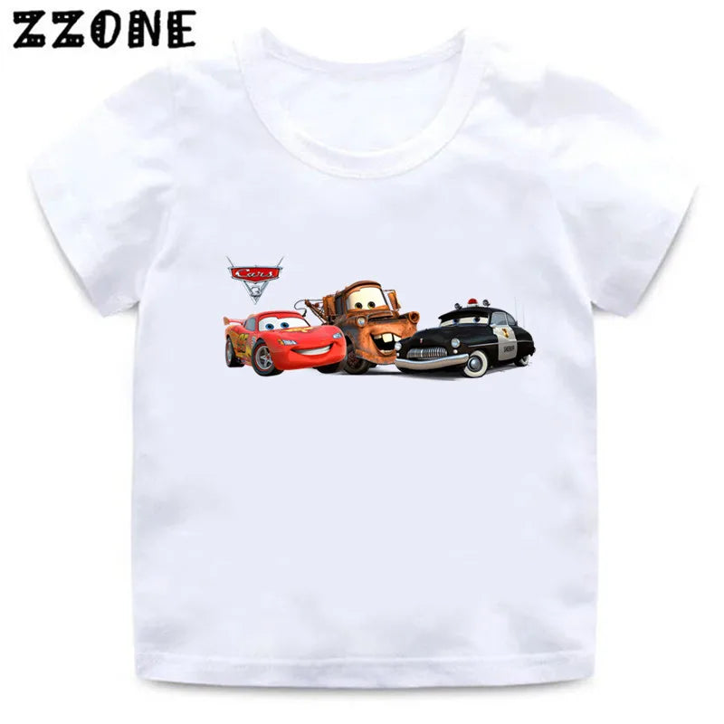 Hot Sale Car Pixar Lightning McQueen Print Cartoon Kids T-Shirts Girls Clothes Baby Boys T shirt Summer Children Tops,ooo5534
