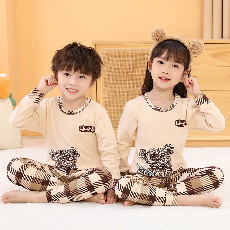 Autumn Winter Baby Girl Clothes Pajamas Sets Boys Pyjamas Kids Homewear Cotton Nightwear Children's Indoor Clothing Pijamas Suit