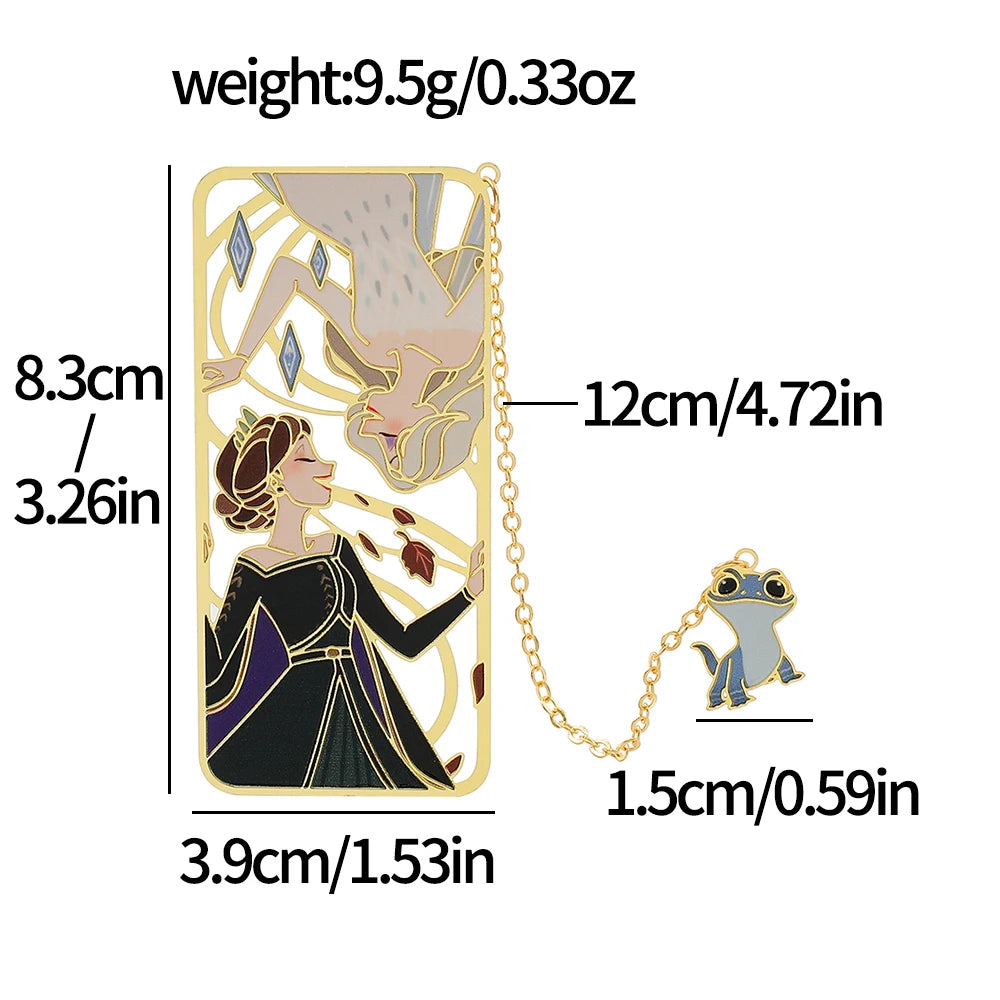Anime Frozen Elsa Bookmark Princess Reading Page Marker Tools Stationery Cartoon Periphery Metal Fashion Gifts Collect Souvenir