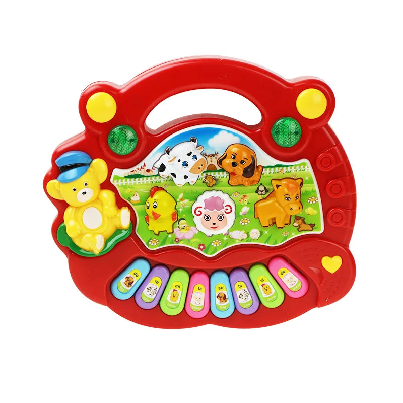 Baby-Musikspielzeug mit Tiergeräuschen, Klaviertastatur, elektrisches blinkendes Musikinstrument, frühes Lernspielzeug für Kinder