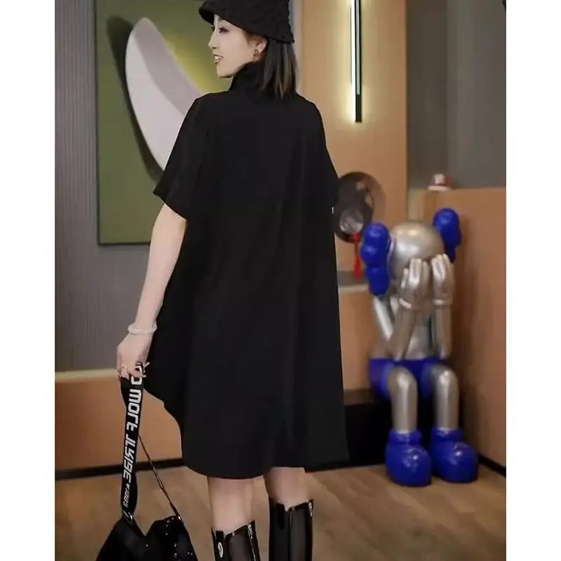 High Street Casual Große Größe Lose Anzug 2024 Sommer Frauen POLO Kragen Zebra Muster Hemd Hohe Taille Alle-spiel Zwei stück Set