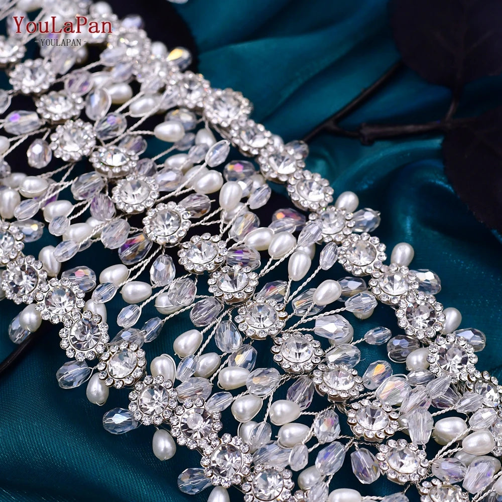 YouLaPan Rhinestone Bridal Headband Wedding Hair Accessories Party Banquet Headwear Tiaras and Crowns for Women Headdress HP454