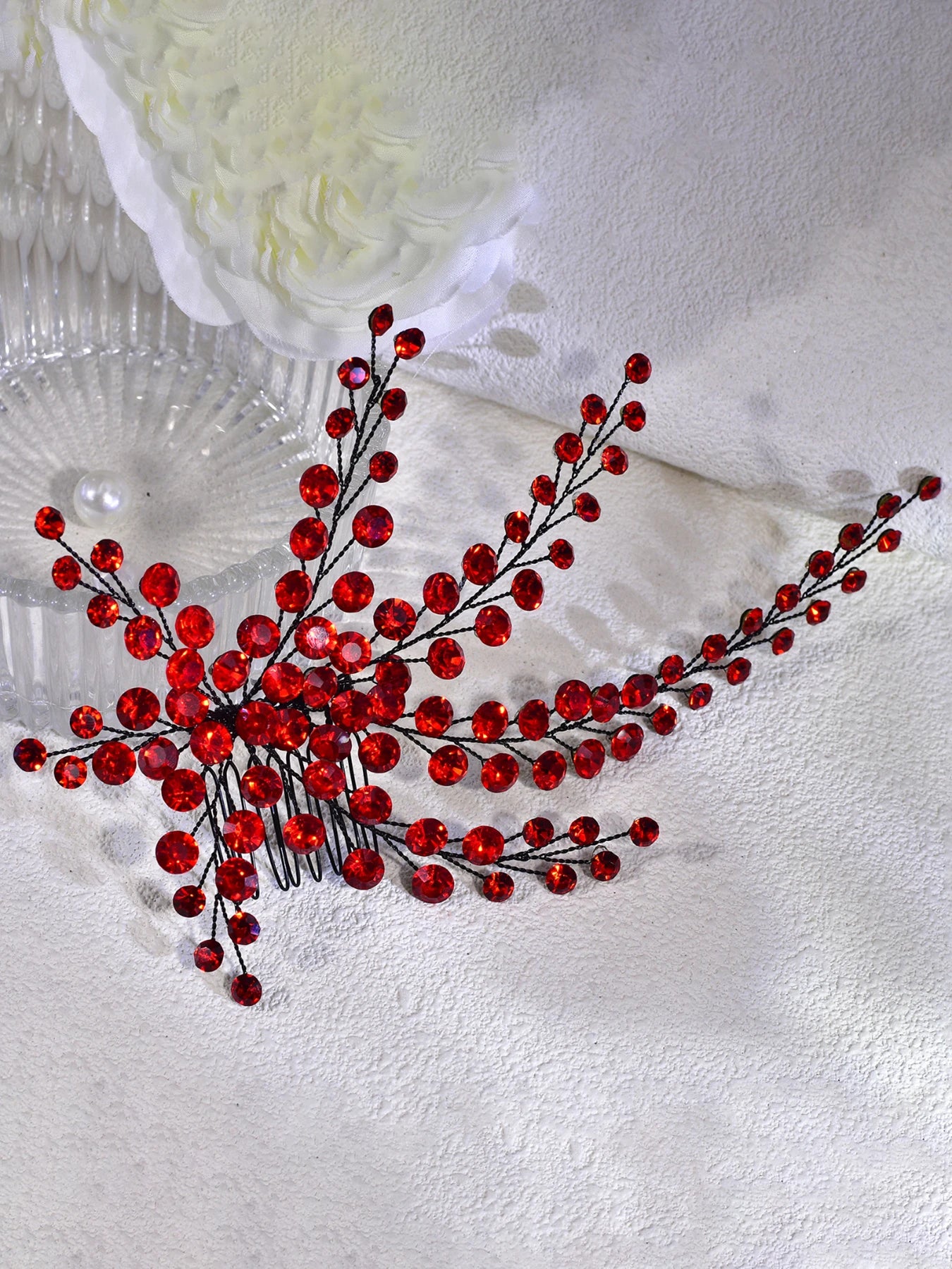HNYYX Crystal Bridal Hair Comb Alloy Flower Hair Accessories Blue Rhinestone Hair Clip Elegant Hairpin for Women Party A231
