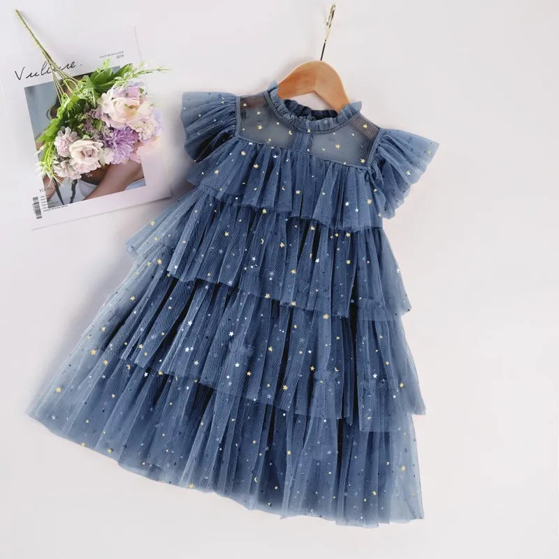 Toddler Girls Clothing Summer Sleeveless Floral Mesh Tutu Dress Baby Girl Casual Clothes Party Princess Dress Flower Girls Dress