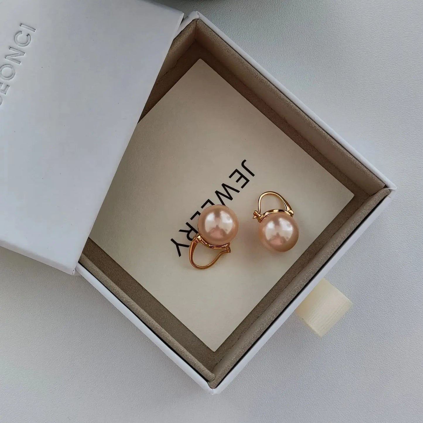 VOBIPY 925 Sterling Silver Earring Pink Color Pearl Earring For Women Wedding Party Gift Fashion Jewelry 12-14mm Shell Pearl