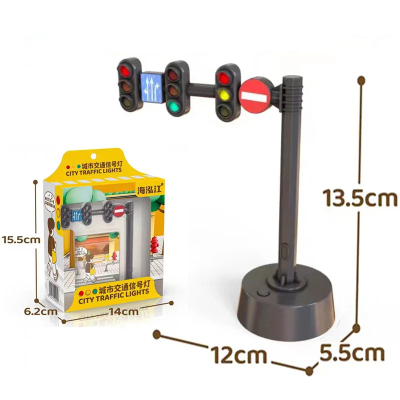 Traffic Lights Toys Model Stop Light Model Puzzle Toddlers Educational Toys City Street View Accessories Signpost Barrier Gifts
