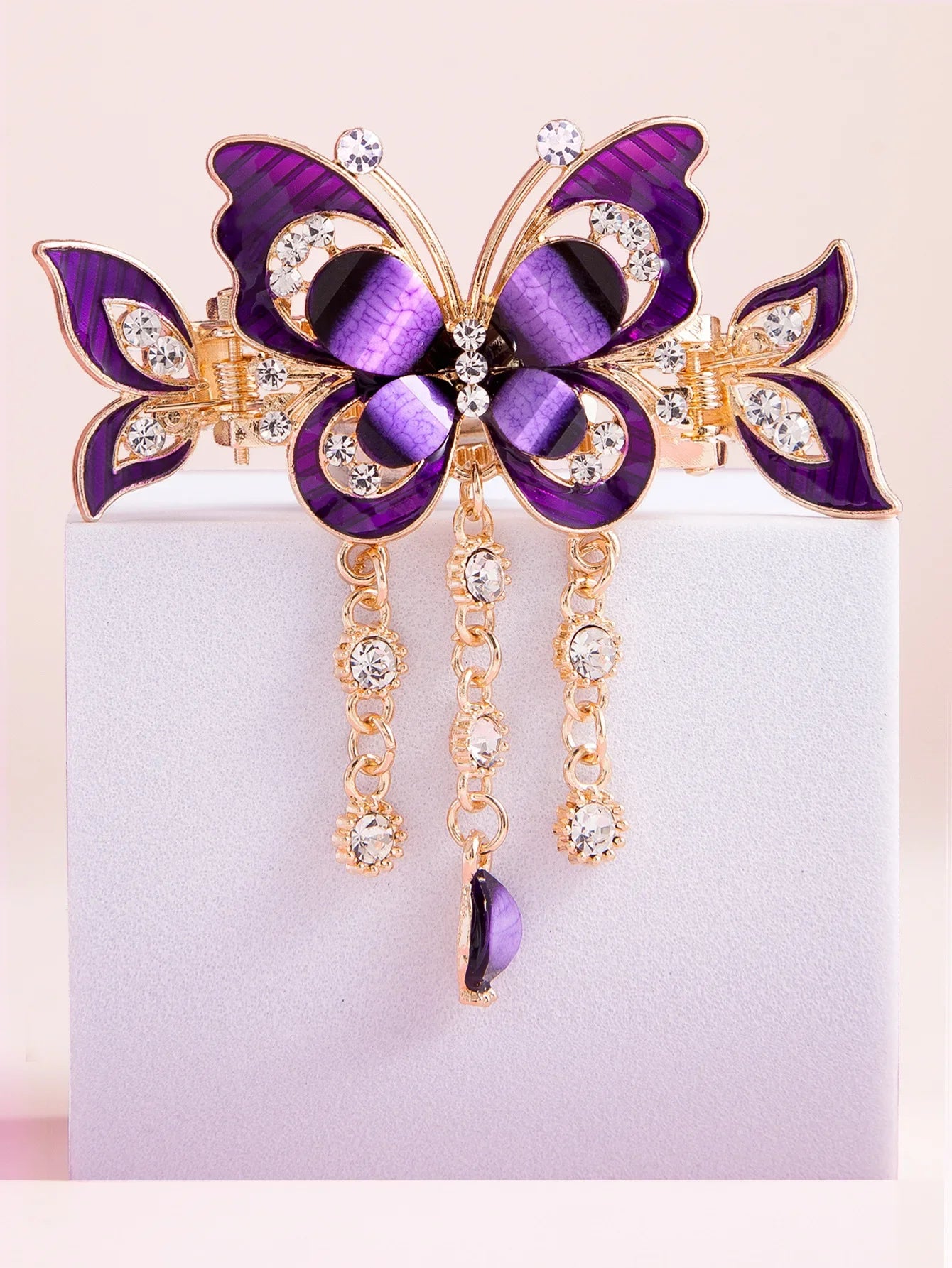 Fashion Zircon Butterfly Tassel Hairpin Accessories for Women Retro Ethnic Style Small Crab Clip Headwear Hair Clips for Girls