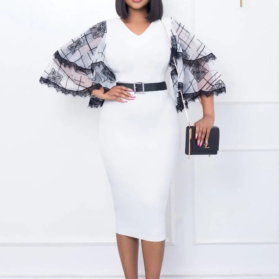 FairyShely 2025 Mesh Short Sleeve Patchwork Plus Size Dress Women Large Bodycon Big Dresses Summer Lady Party Tight Curvy Dress