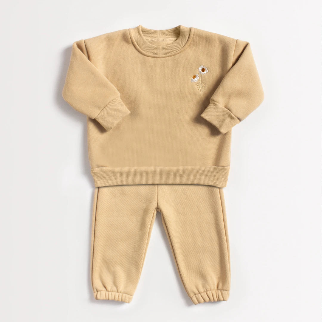 Baby Mädchen Kleidung Set Fleece Stickerei Daisy Pullover Sweatshirt + Jogger Hosen Set Mädchen Jungen Trainingsanzug Kleinkind Mädchen Kleidung