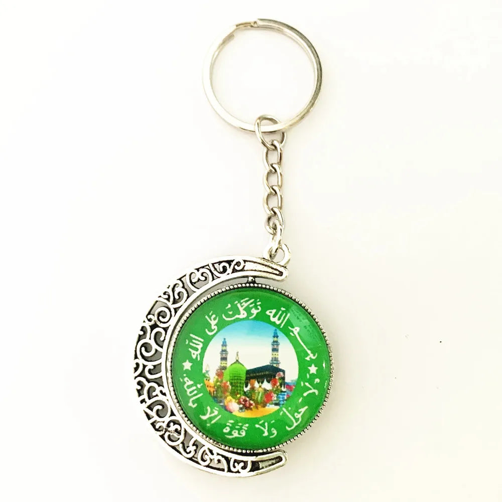 Ramadan Decor Moon Crystal Kaaba Keychain Arab Key Chain