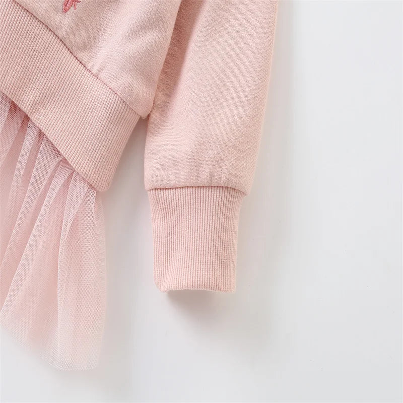 Springen Meter Neue Ankunft 2-7T Mädchen Baby Kleidung Maus Applique Mädchen Sweatshirts Kleinkind Kostüm Mesh Mit Kapuze Shirts