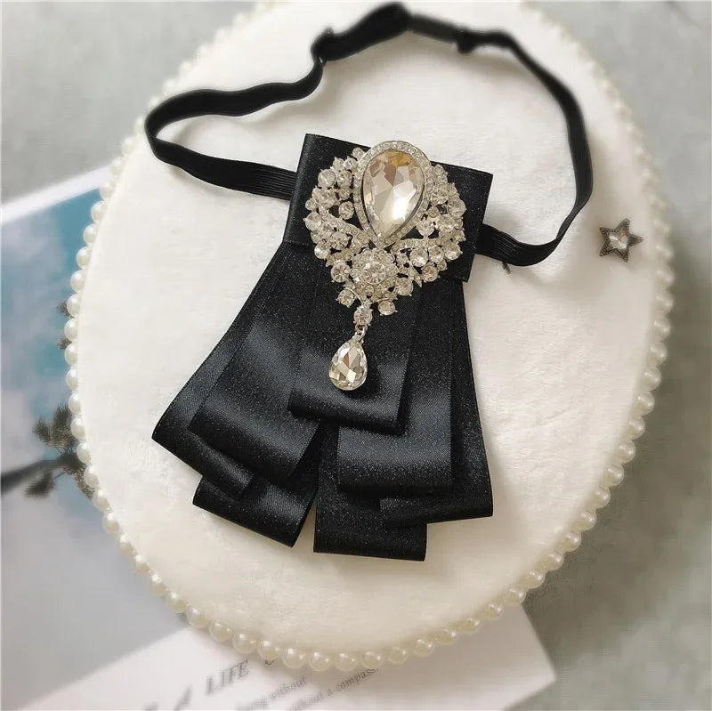 Men's Wedding Bow Ties Women's Accessories British Korean Business Banquet Formal Dress Shirt Rhinestone Ribbon Bow-tie Gifts mon