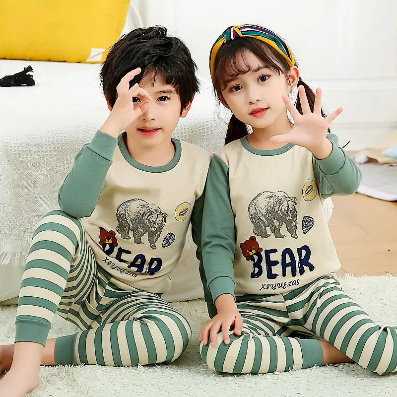 Autumn Winter Baby Girl Clothes Pajamas Sets Boys Pyjamas Kids Homewear Cotton Nightwear Children's Indoor Clothing Pijamas Suit