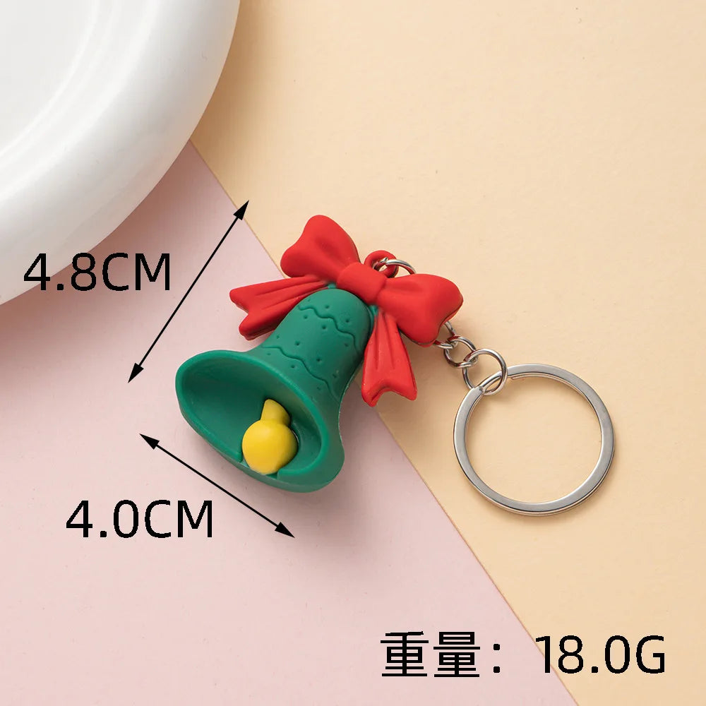 Christmas Keychain Cartoon Cute Doll Pendant Santa Claus Snowman Tree Keyring for Men Women Party Decoration Souvenir