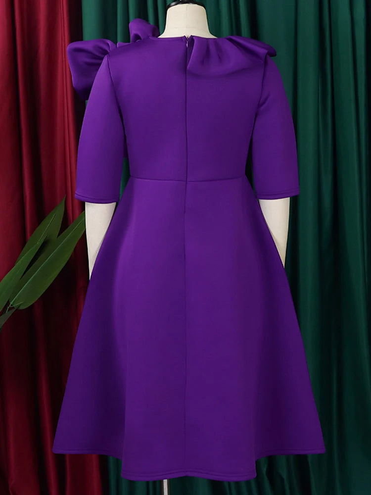 FairyShely 2024 Solid Ruffle Plus Size Long Dress Women Short Sleeve Large Big Dresses Summer Lady Party Tight Curvy Dress