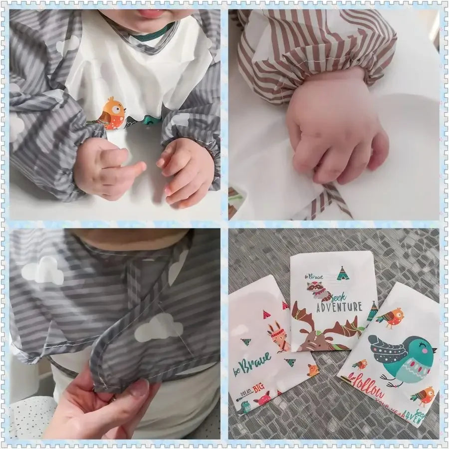 1 Stücke Wasserdichte Essen Smock Infant Kleinkind Baby Cartoon Langarm Kunst Schürze Tier Smock Weiche Baby Lätzchen Spuckkleidung