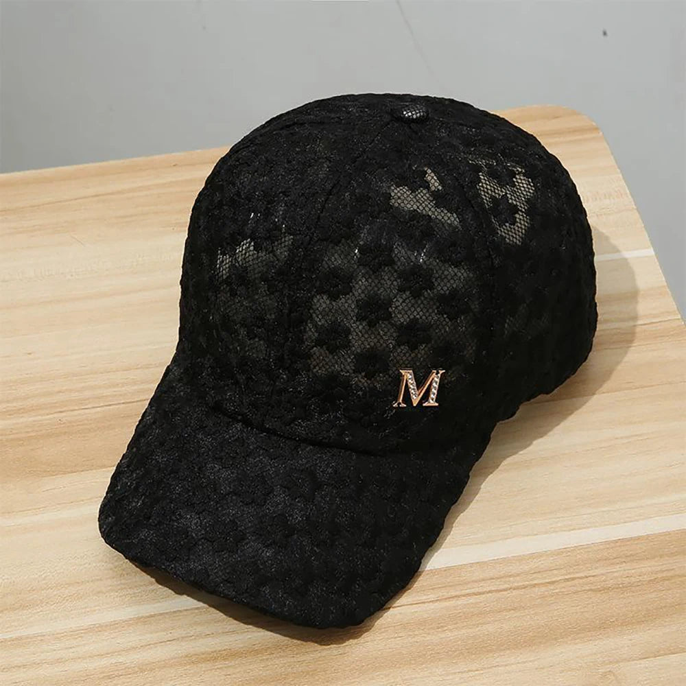 Adjustable Fashion Outdoor Women Girls Hip Hop Visors Cap Flower Baseball Cap Mesh Hat Lace
