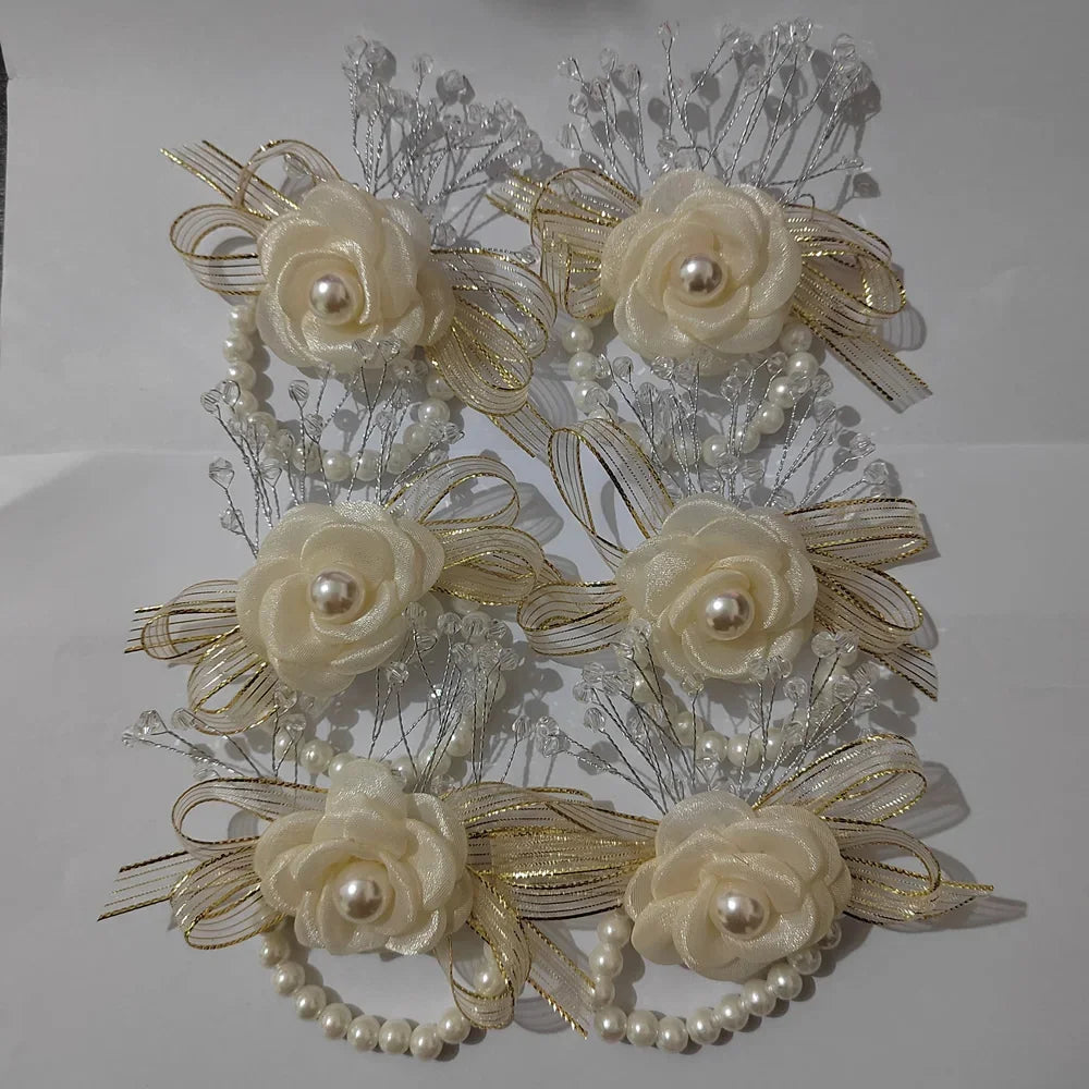 Romantic  Ivory Rose Wrist Flowers Men's Corsage Wedding Flowers Ceremony Boutonniere Buttonholes Wrist Corsage Prom Suit Decor