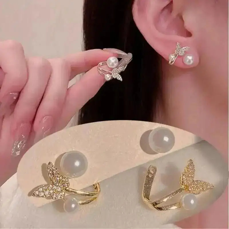 925 Silver Needle Korean Fashion Crystal Heart Earrings For Women Jewelry 2024 Trending Women's Red White Pearl Drop Earrings