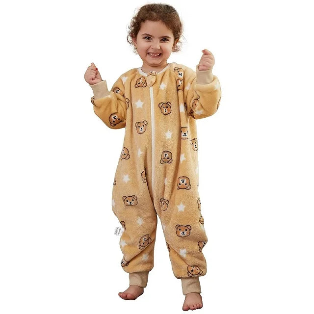 MICHLEY Cartoon Flannel Children Baby Sleeping Bag Sack Warm Winter Clothes Toddler Sleepsack Pajamas For Girls Boys Kids 1-6T