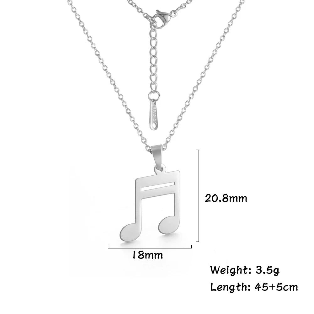 Music Necklace Score Note Treble Chain Musical Symbol G Clef Valentines Day Gift For Woman Men Kid Child Stainless Steel Jewelry