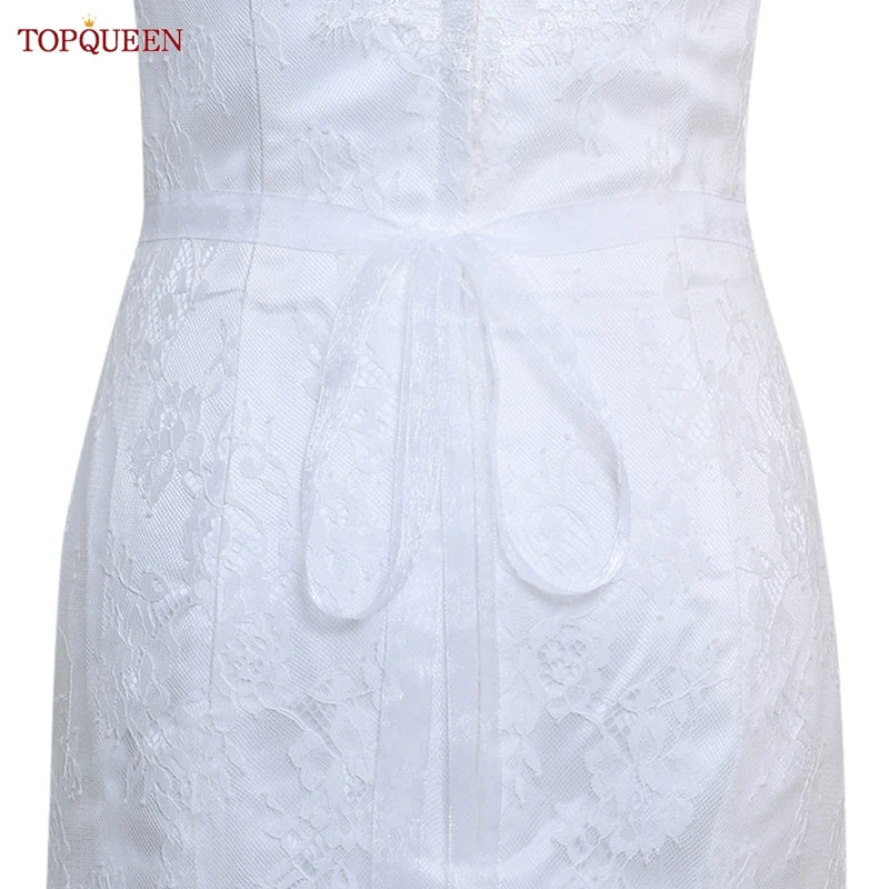 TOPQUEEN S119 Wedding Dress with Decorative Decals Wedding Dress Accessories Wedding Dress with Luxury Diamond Handmade