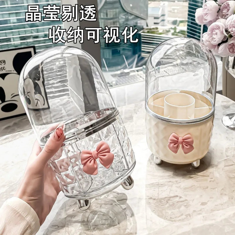 Makeup Storage Case Rotating Dustproof Makeup Brush Storage Container Pen Brush Bucket Dresser Desktop Lipstick Storage Rack