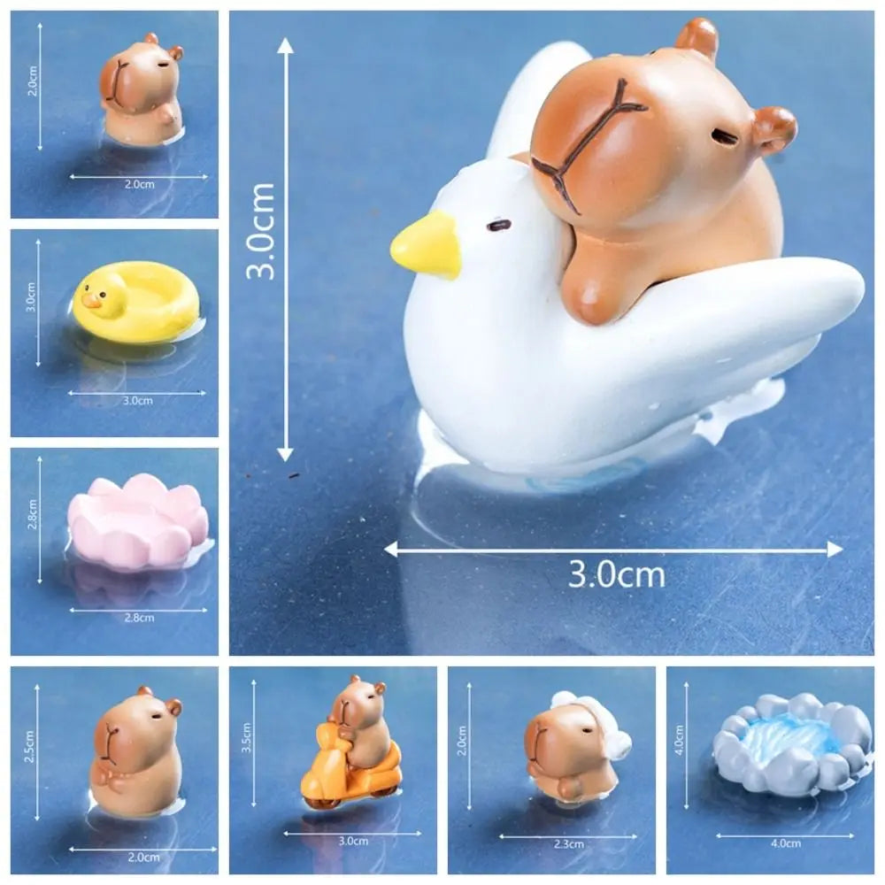 Swimming Capybara Figure Toys Take Bath Cycling Simulation Capibara Model Tortoise Cartoon Capybara Animals Figures Kid