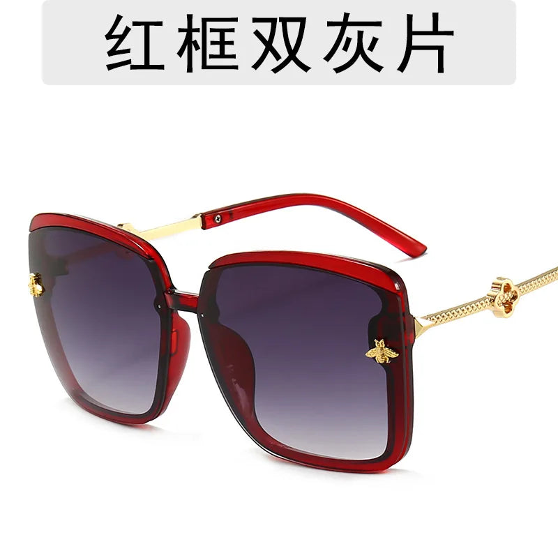New Fashion Large Frame Sunglasses Ladies Bee Gradient Color Sunglasses