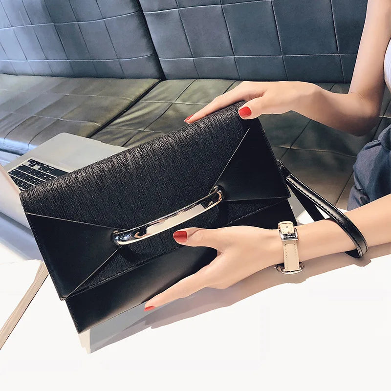 Damen Clutch PU All-Match Envelope Mini Tasche mit Riemen